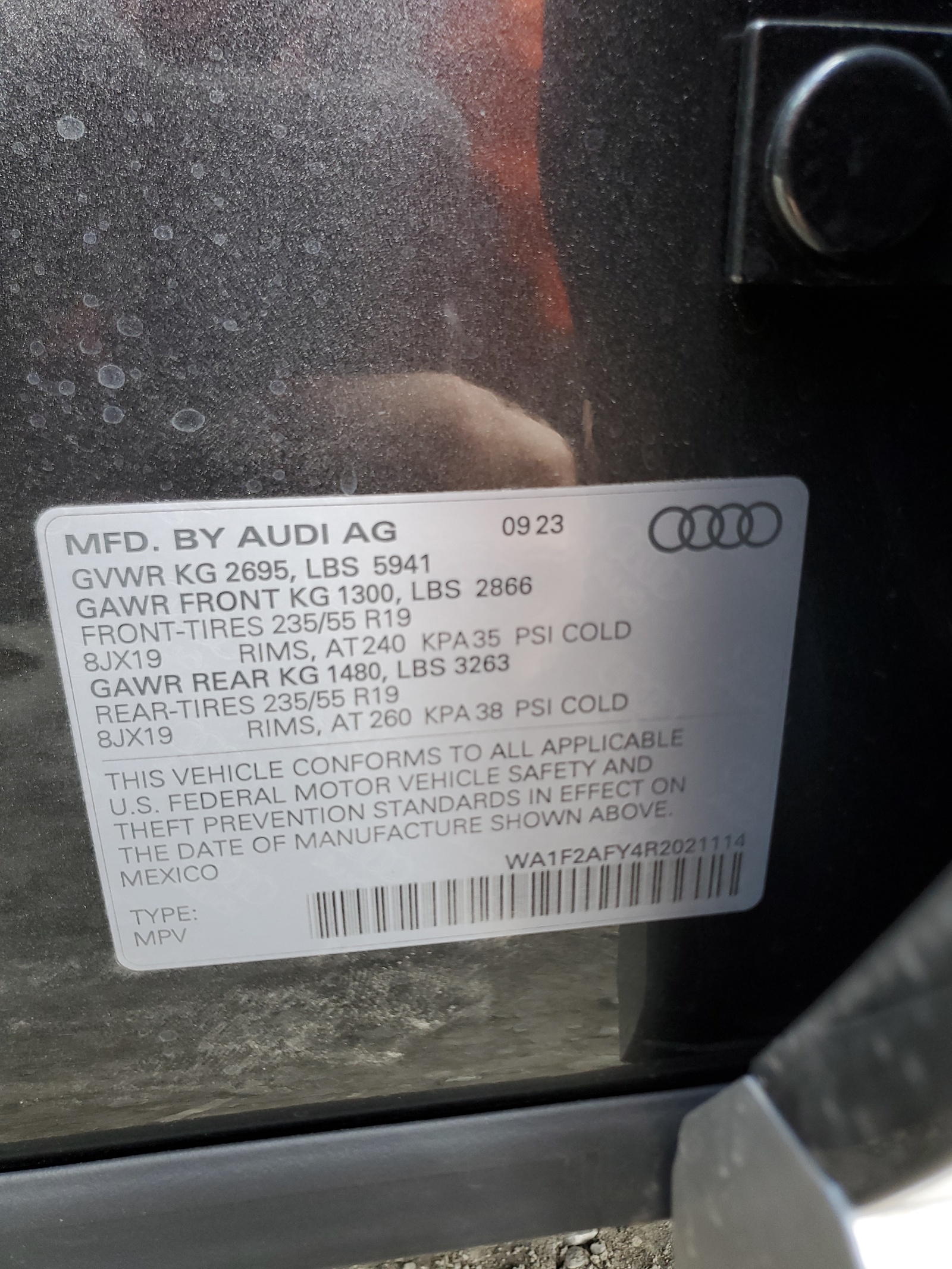 WA1F2AFY4R2021114 2024 Audi Q5 E Prestige 55