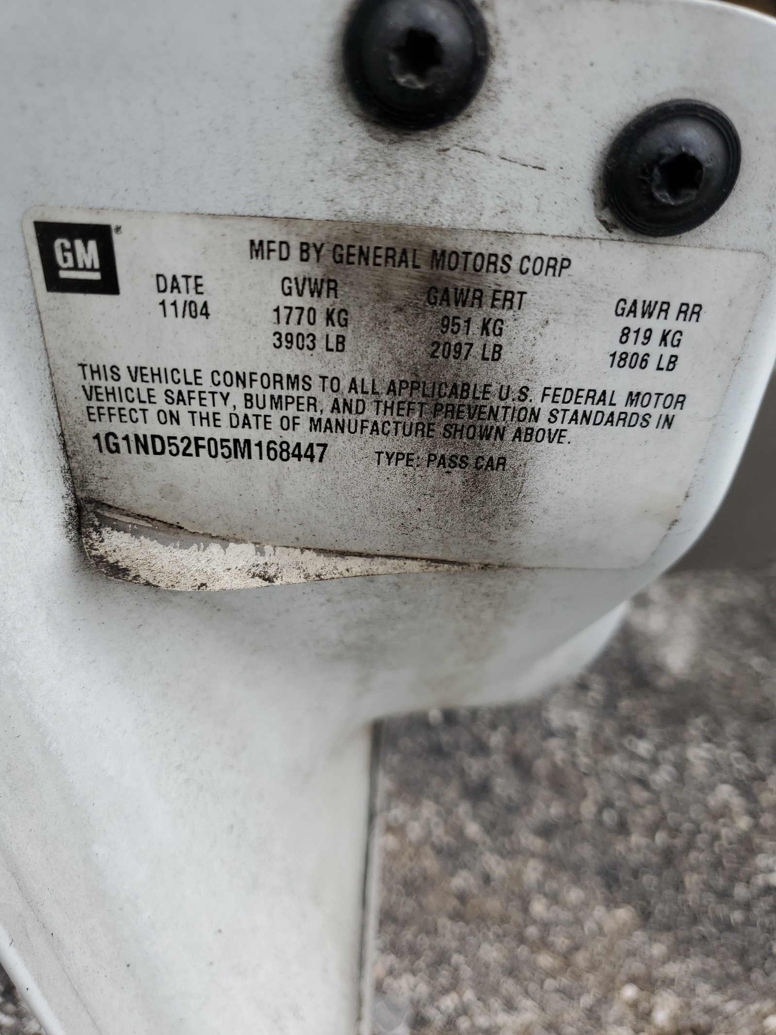 1G1ND52F05M168447 2005 Chevrolet Classic