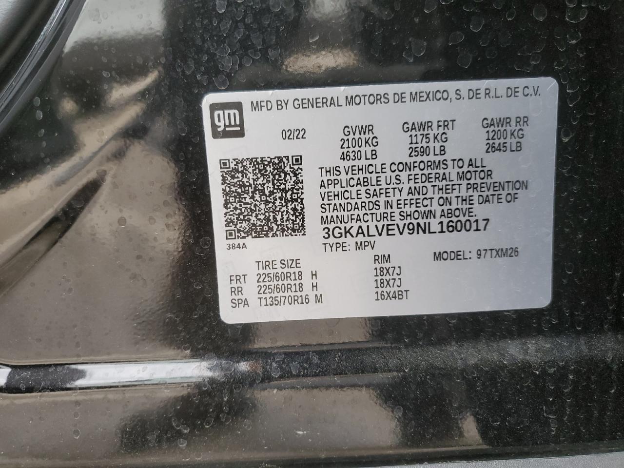 3GKALVEV9NL160017 2022 GMC Terrain Slt