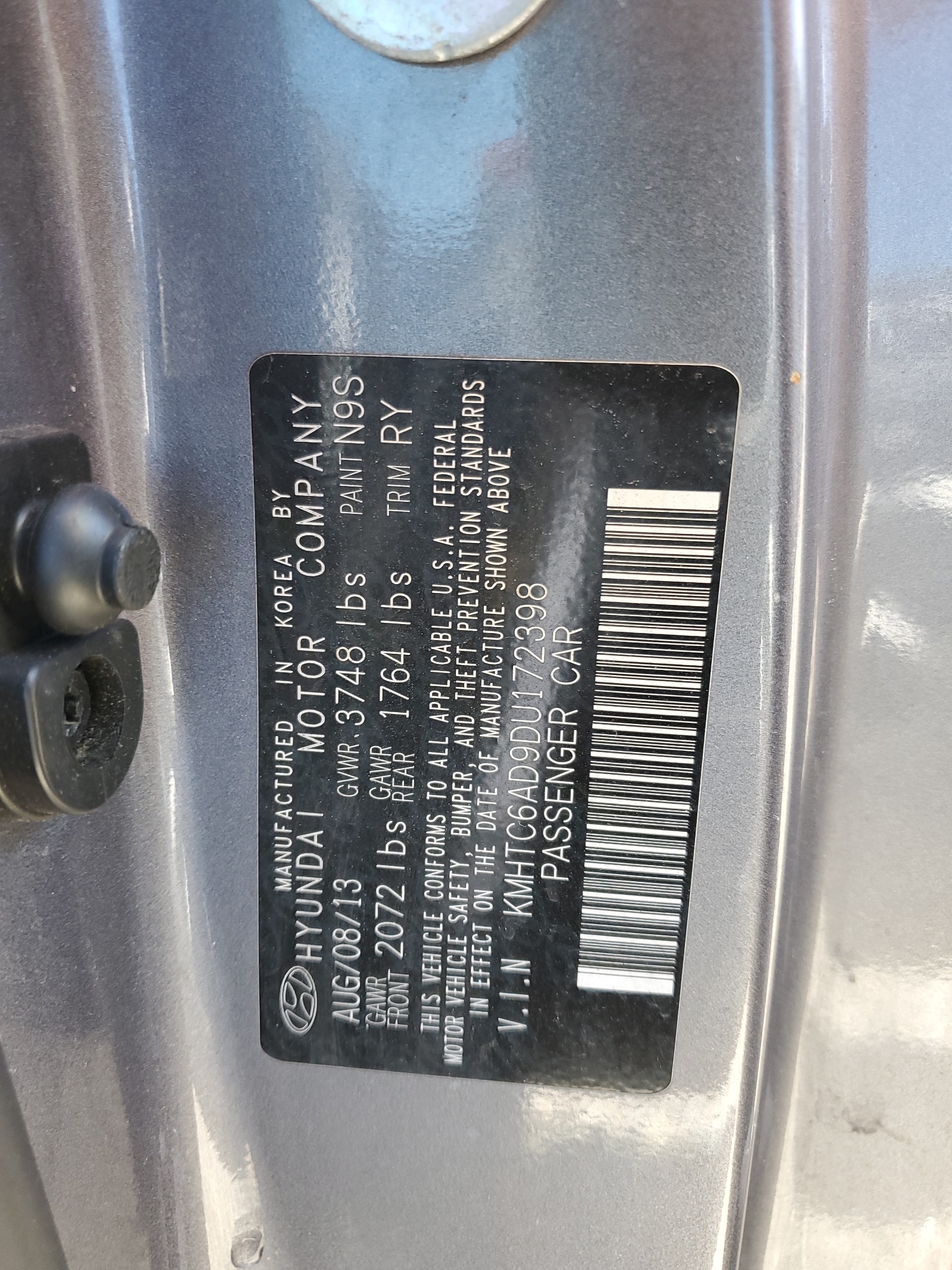 KMHTC6AD9DU172398 2013 Hyundai Veloster