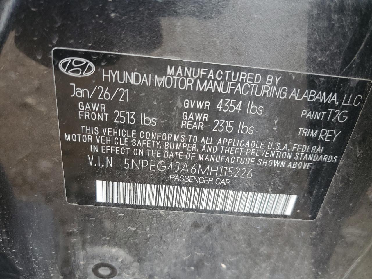 5NPEG4JA6MH115226 2021 Hyundai Sonata Se