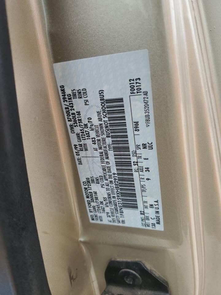 1999 Ford Econoline E350 Super Duty Wagon VIN: 1FBNE31S9XHB82919 Lot: 80476904