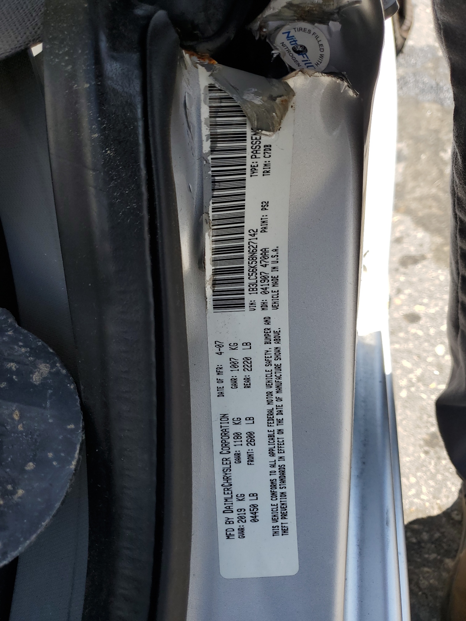 1B3LC56K58N627142 2008 Dodge Avenger Sxt