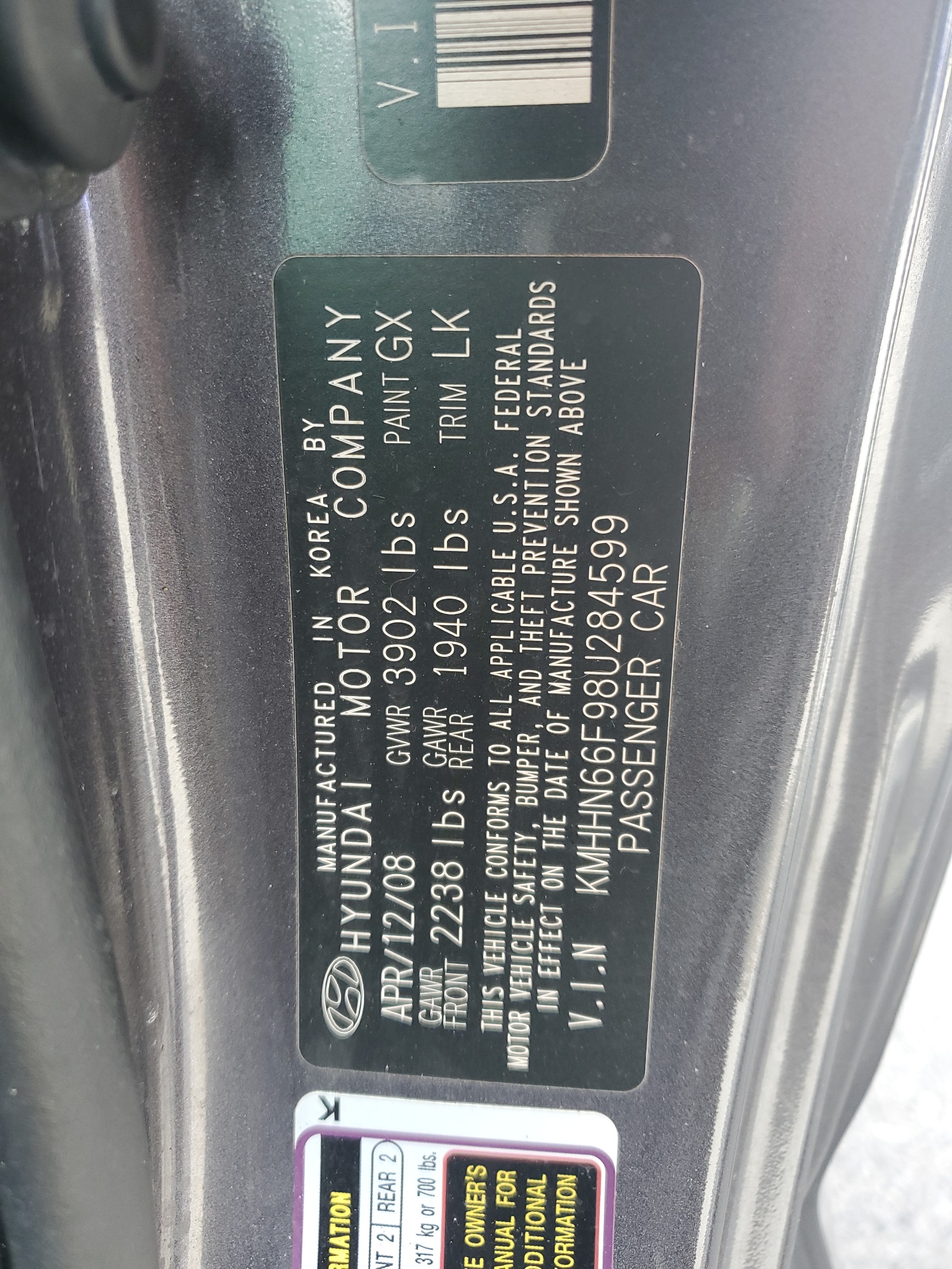 KMHHN66F98U284599 2008 Hyundai Tiburon Gt