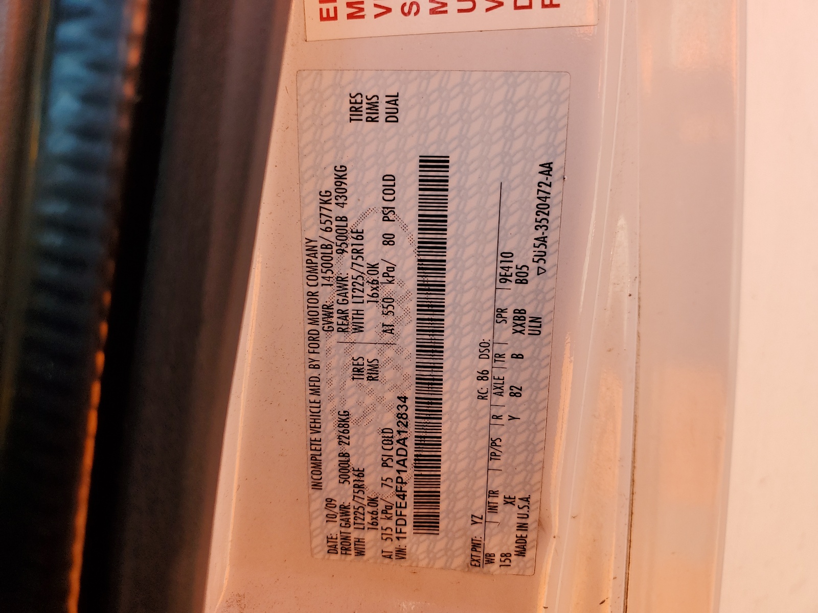 1FDFE4FP1ADA12834 2010 Ford Econoline E450 Super Duty Cutaway Van