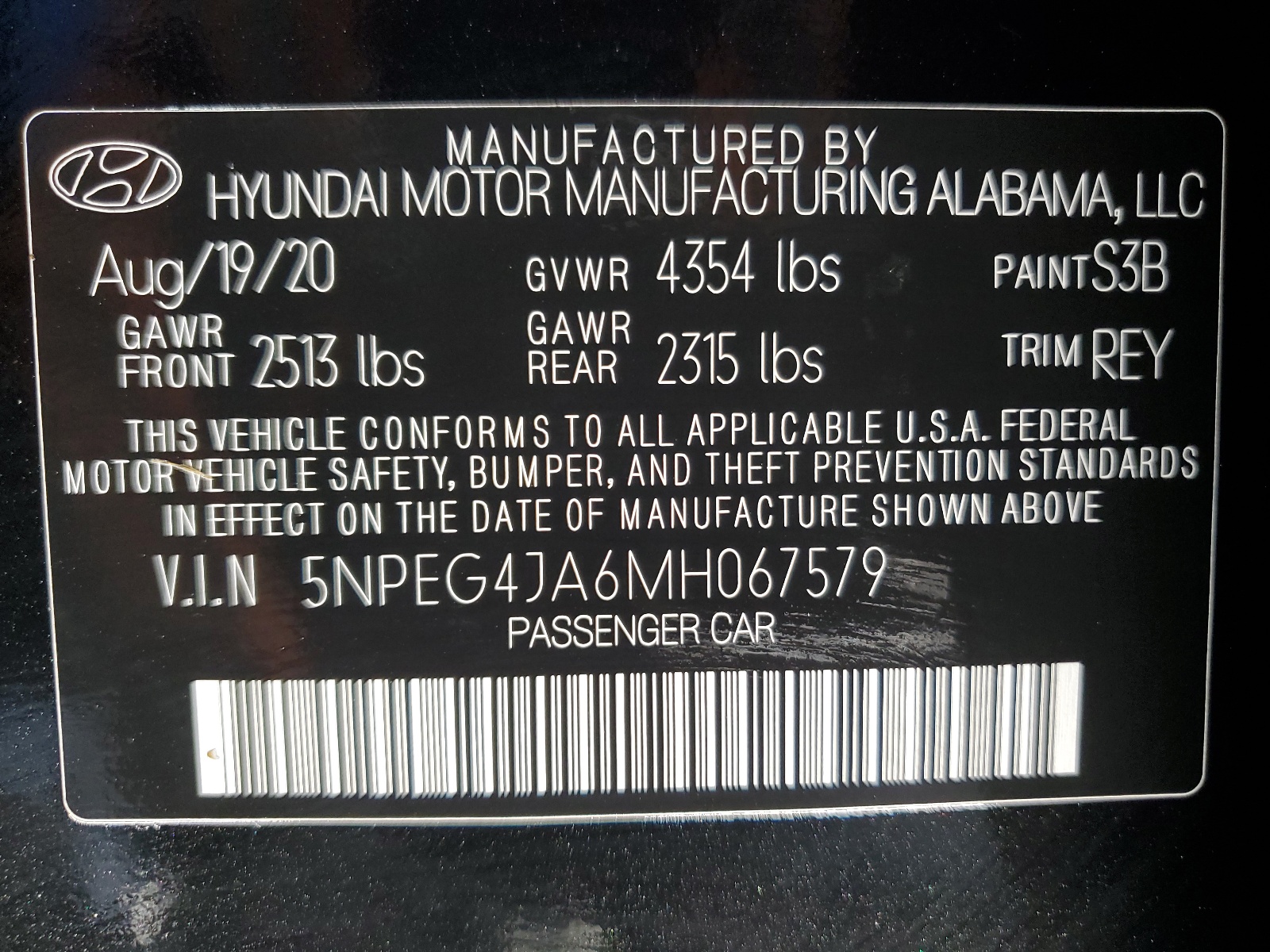 5NPEG4JA6MH067579 2021 Hyundai Sonata Se