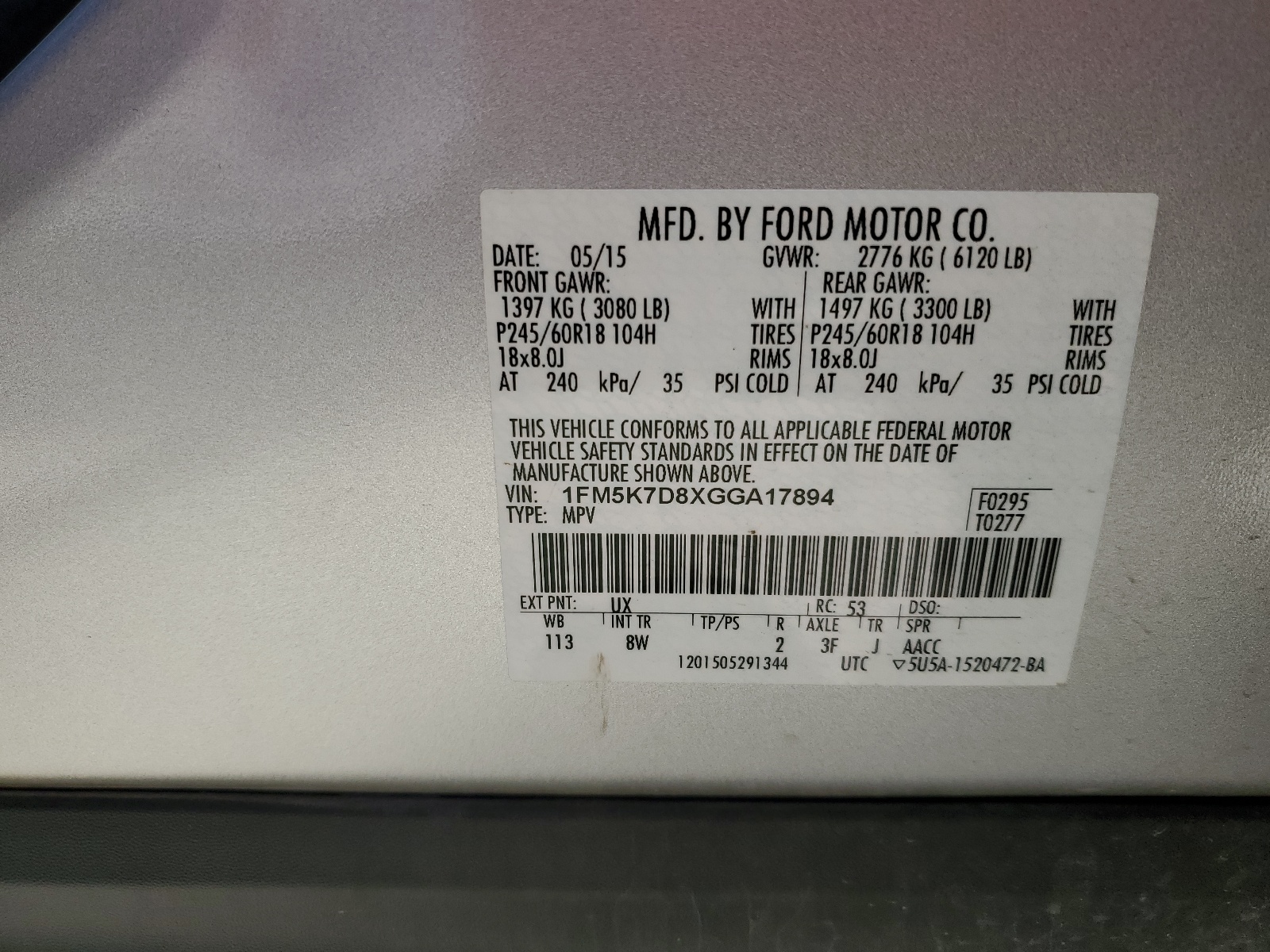 1FM5K7D8XGGA17894 2016 Ford Explorer Xlt