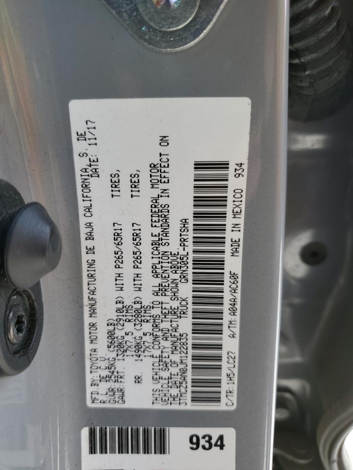 2018 Toyota Tacoma Double Cab VIN: 3TMCZ5AN0JM122835 Lot: 51893704