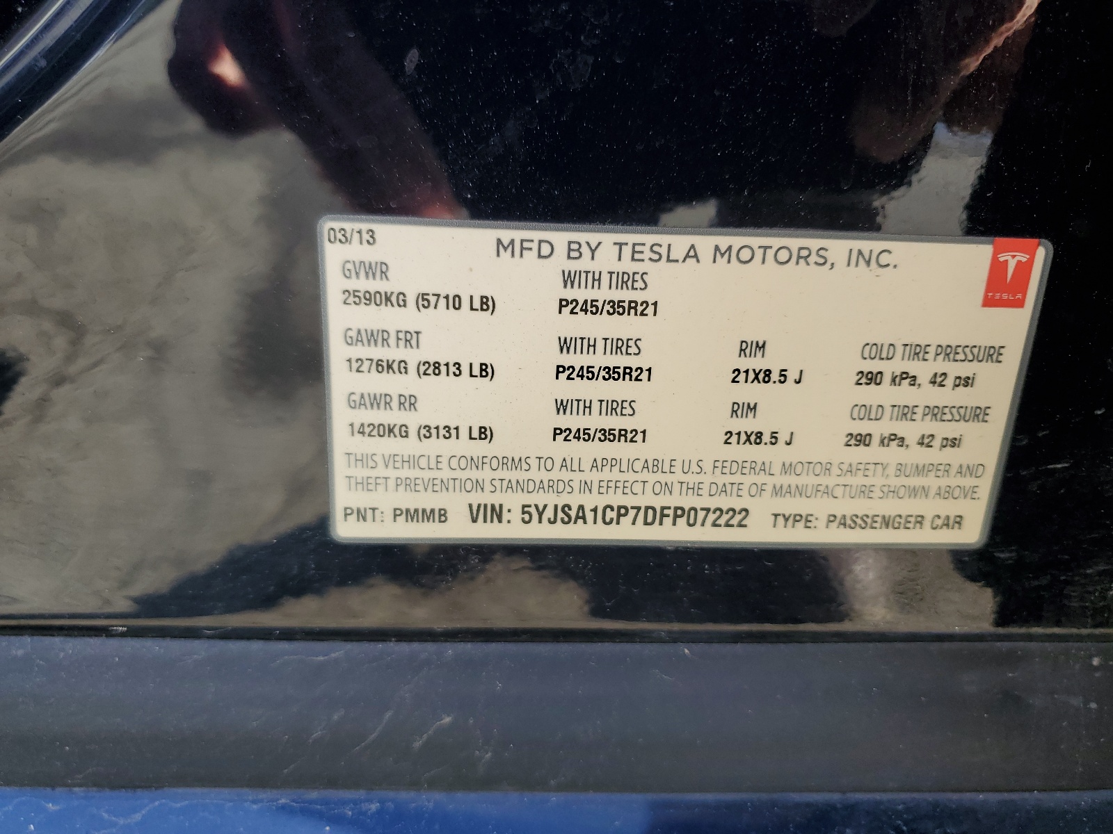 5YJSA1CP7DFP07222 2013 Tesla Model S