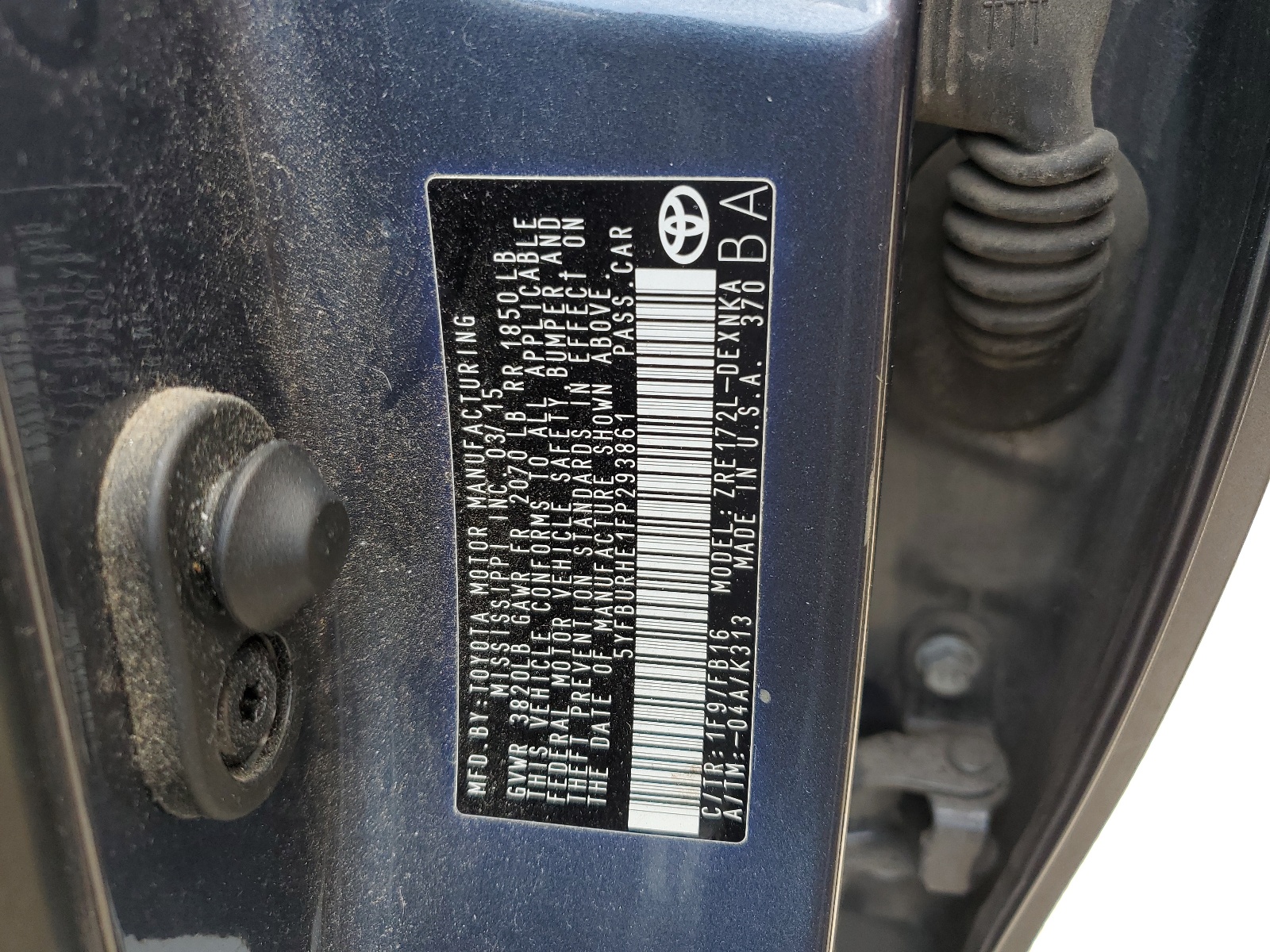 5YFBURHE1FP293861 2015 Toyota Corolla L