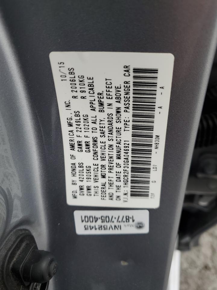 1HGCR2F30GA046921 2016 Honda Accord Lx