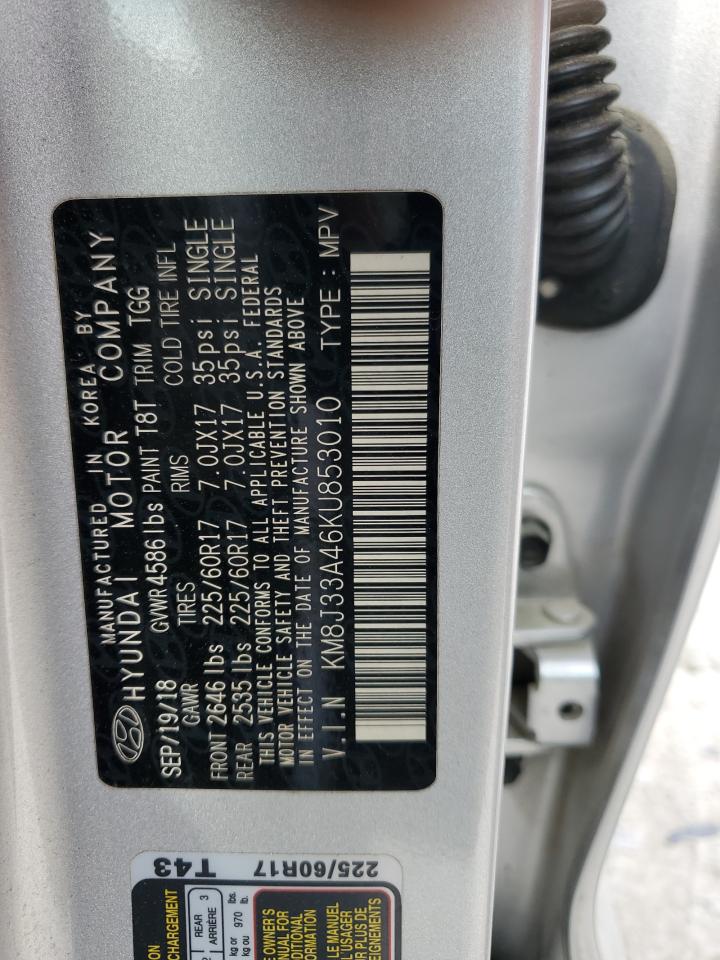 2019 Hyundai Tucson Limited VIN: KM8J33A46KU853010 Lot: 46673214