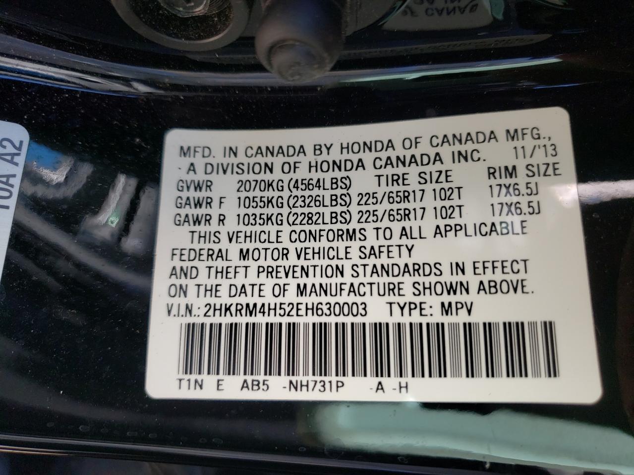 2HKRM4H52EH630003 2014 Honda Cr-V Ex