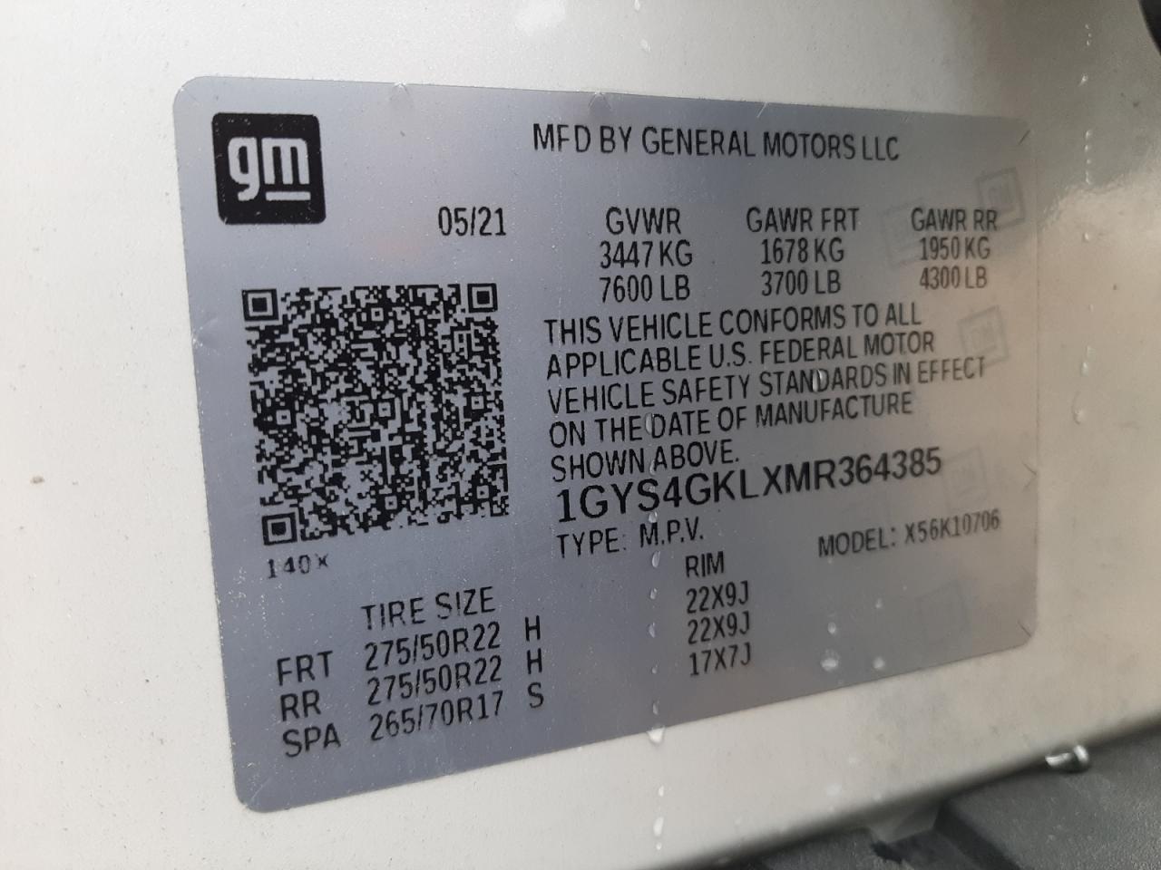 2021 Cadillac Escalade Sport Platinum VIN: 1GYS4GKLXMR364385 Lot: 52163964