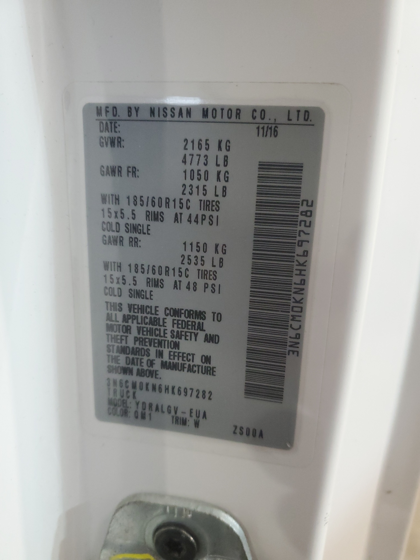 3N6CM0KN6HK697282 2017 Nissan Nv200 2.5S