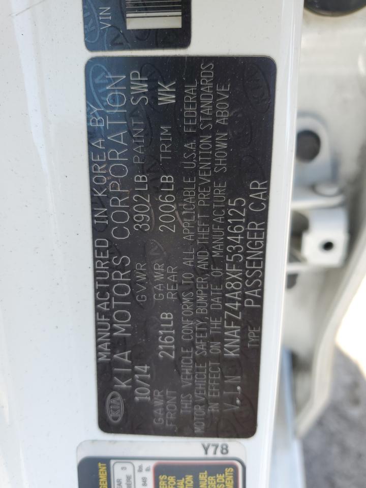 2015 Kia Forte Ex VIN: KNAFZ4A8XF5346125 Lot: 52072654