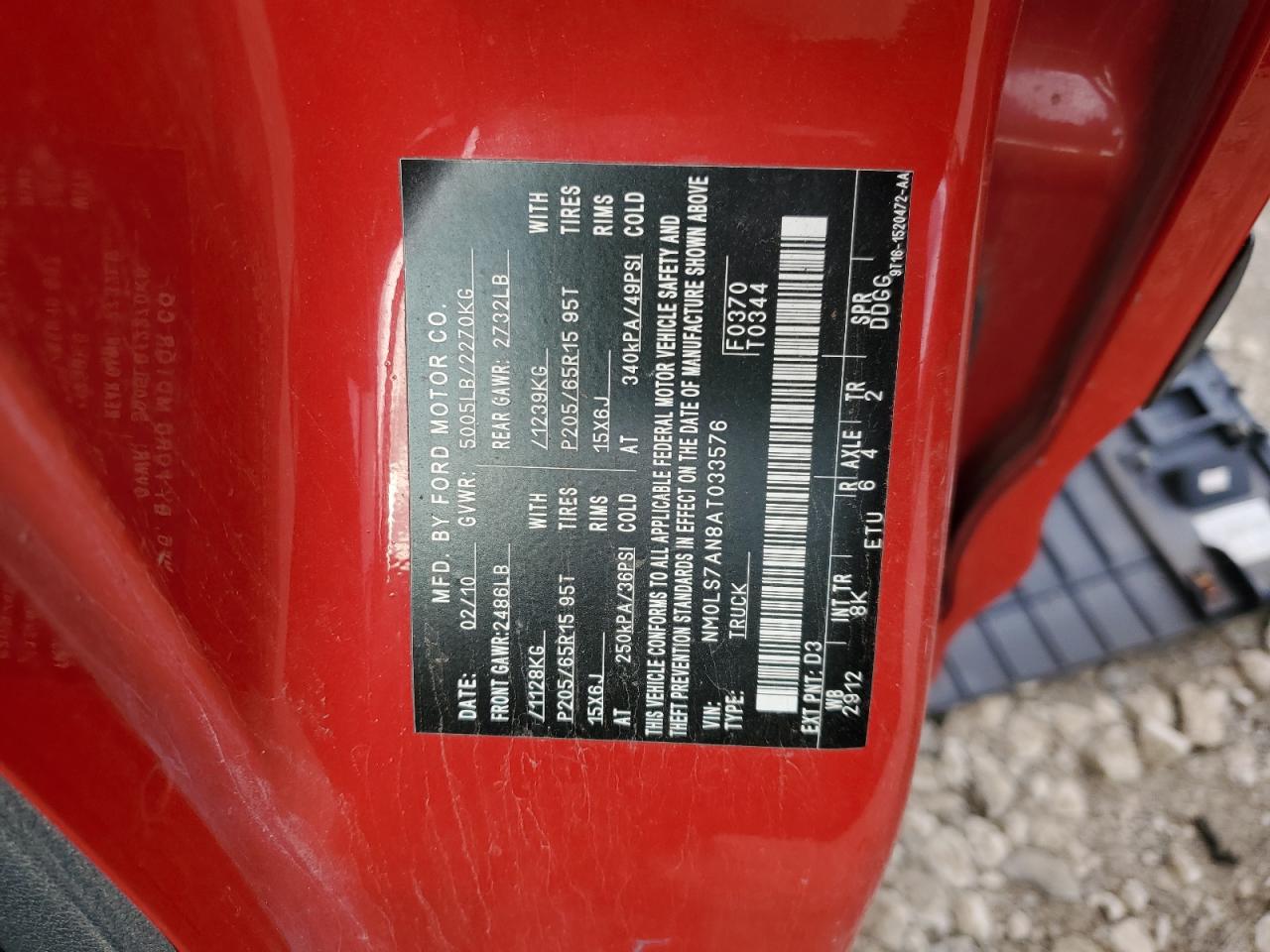 2010 Ford Transit Connect Xl VIN: NM0LS7AN8AT033576 Lot: 52500344