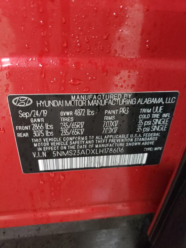 2020 Hyundai Santa Fe Se VIN: 5NMS23ADXLH178606 Lot: 48990644