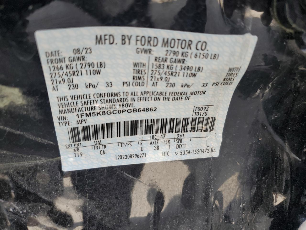 1FM5K8GC0PGB64862 2023 Ford Explorer St