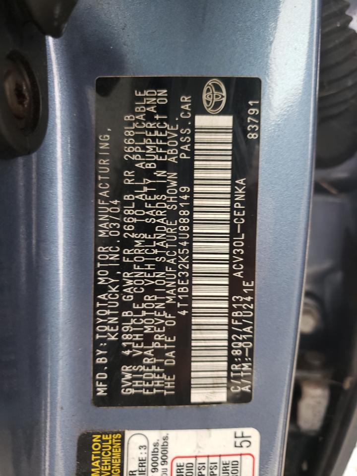 2004 Toyota Camry Le VIN: 4T1BE32K54U888149 Lot: 52585344