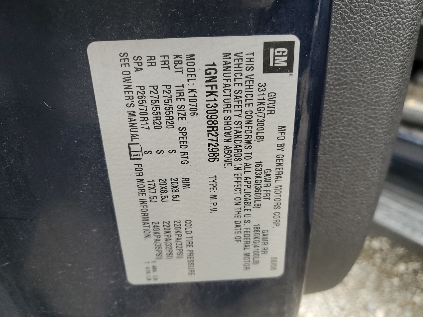 1GNFK13098R272986 2008 Chevrolet Tahoe K1500