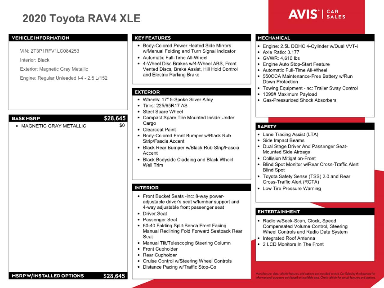 2020 Toyota Rav4 Xle VIN: 2T3P1RFV1LC084253 Lot: 40591744