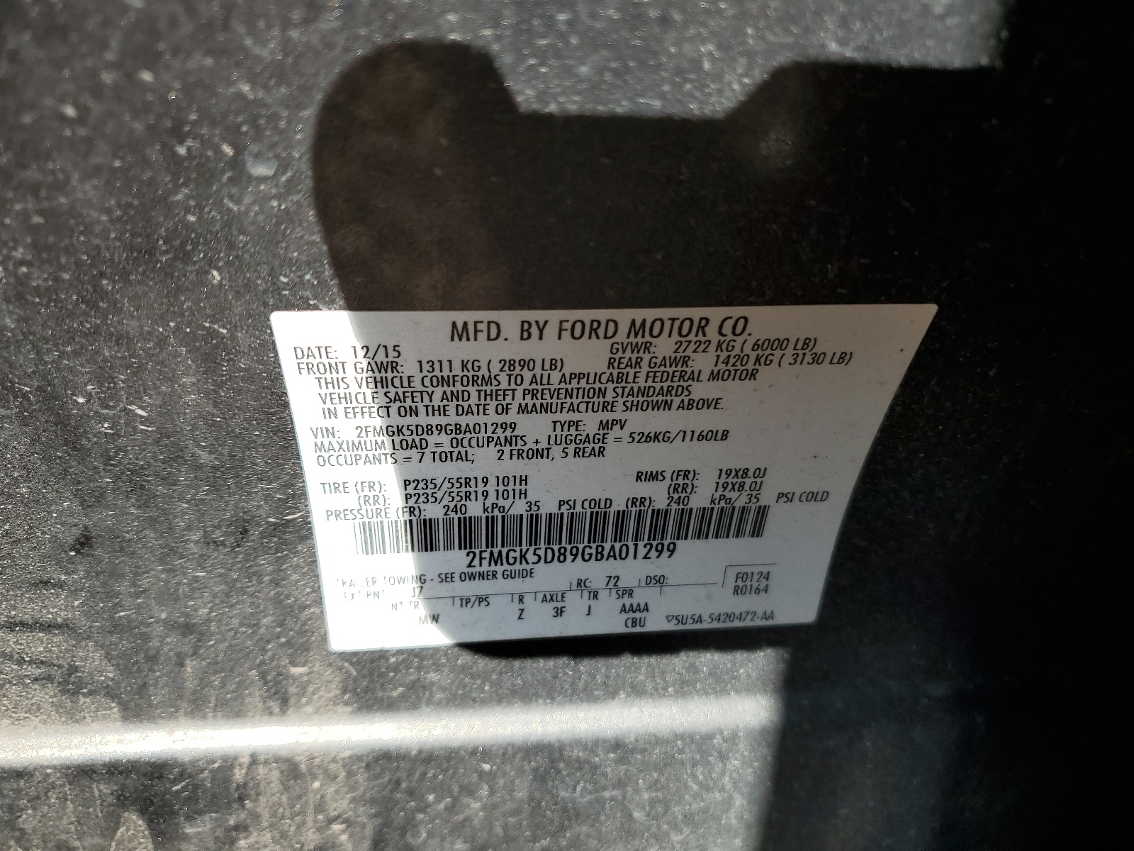 2FMGK5D89GBA01299 2016 Ford Flex Limited