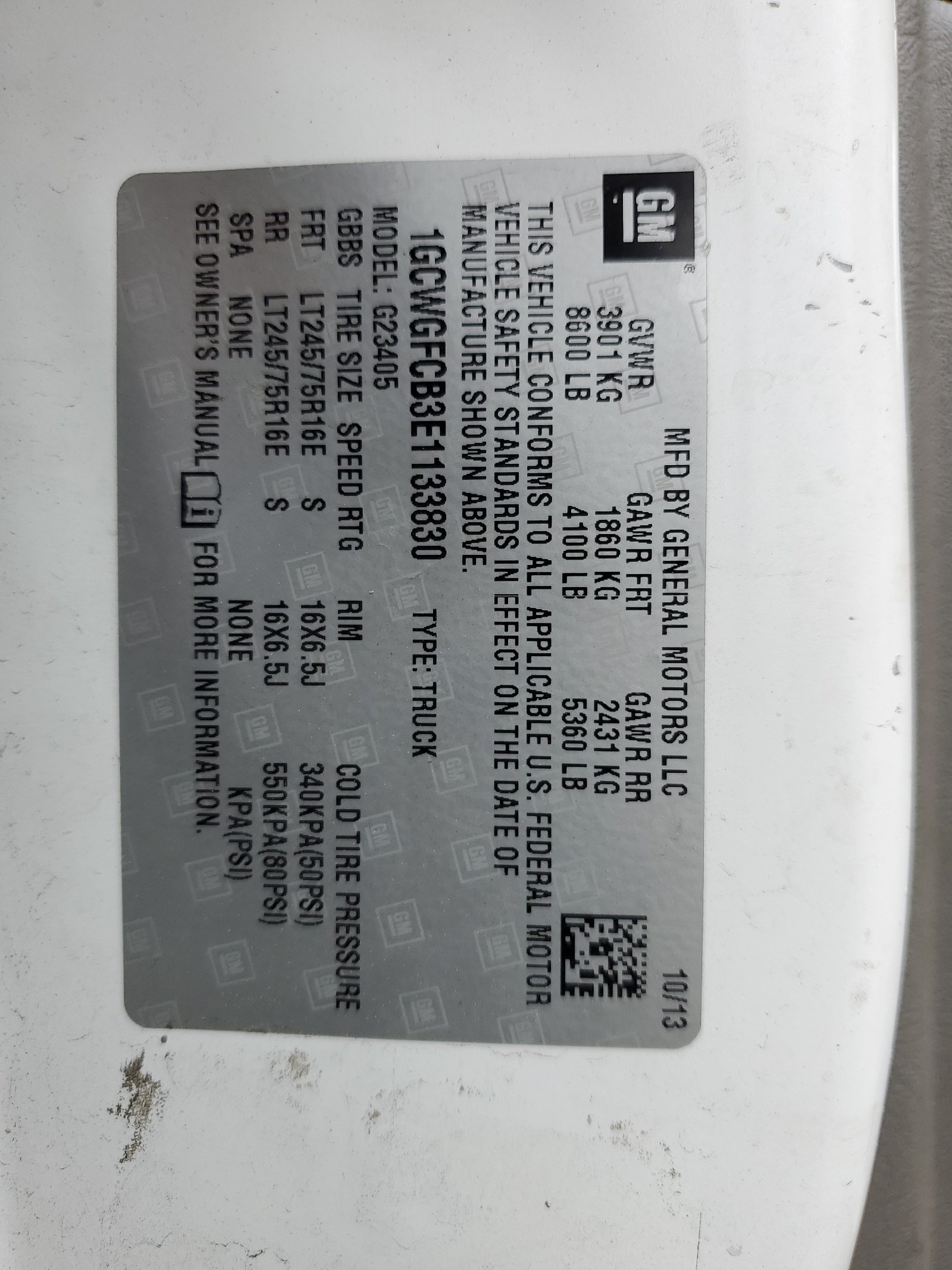 1GCWGFCB3E1133830 2014 Chevrolet Express G2500