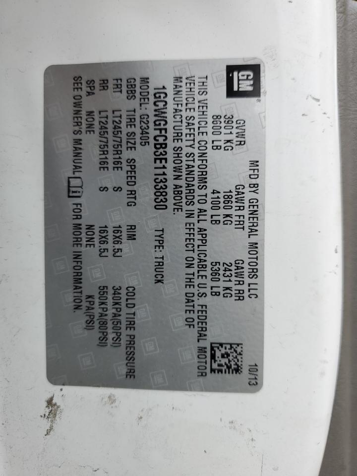 2014 Chevrolet Express G2500 VIN: 1GCWGFCB3E1133830 Lot: 50780414