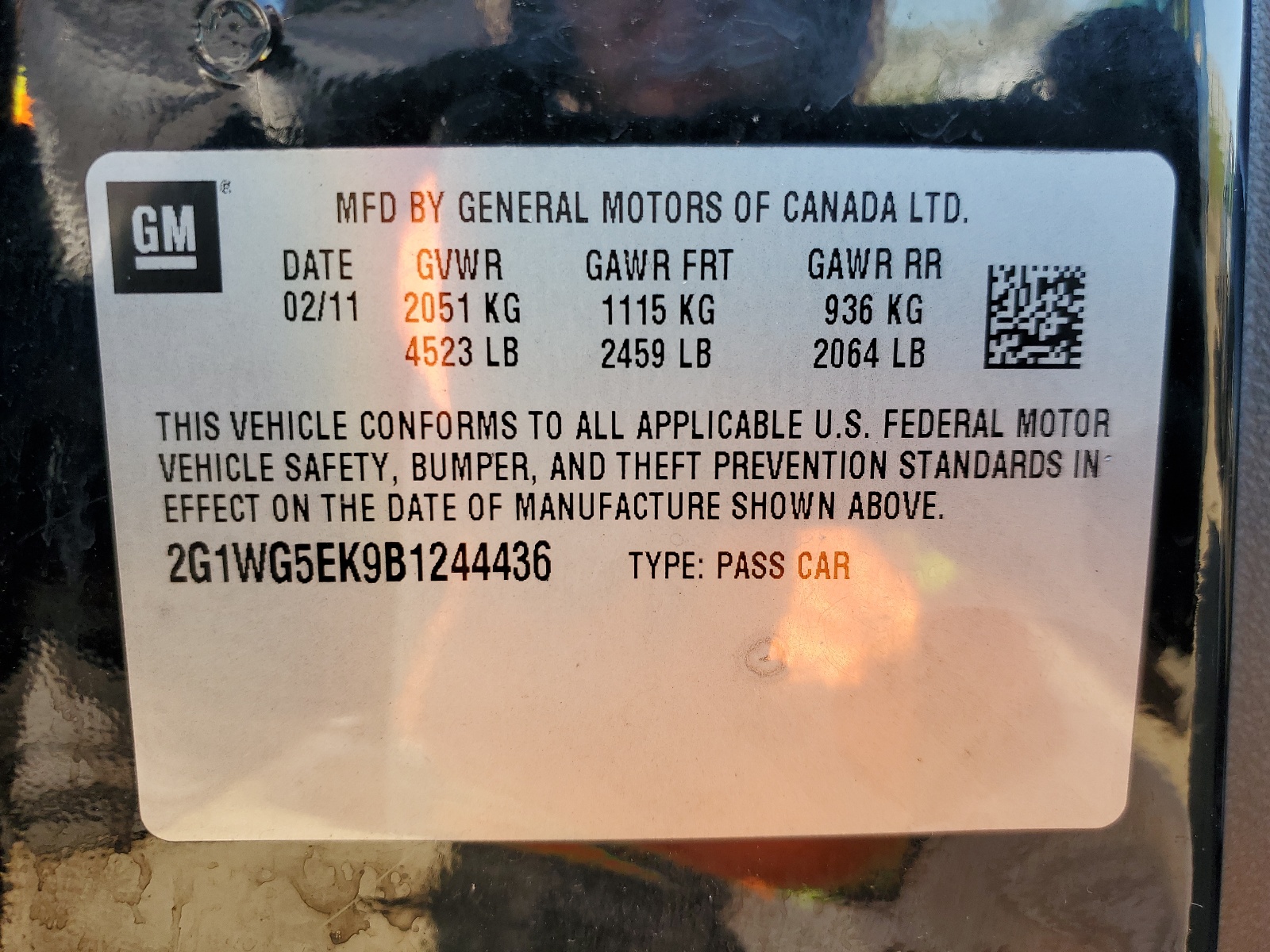 2G1WG5EK9B1244436 2011 Chevrolet Impala Lt