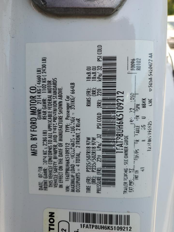 2019 Ford Mustang VIN: 1FATP8UH6K5109212 Lot: 52291684