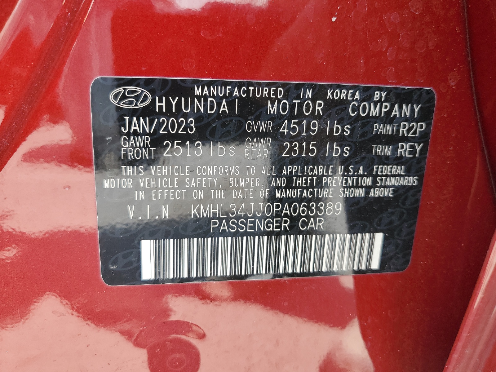 KMHL34JJ0PA063389 2023 Hyundai Sonata Hybrid