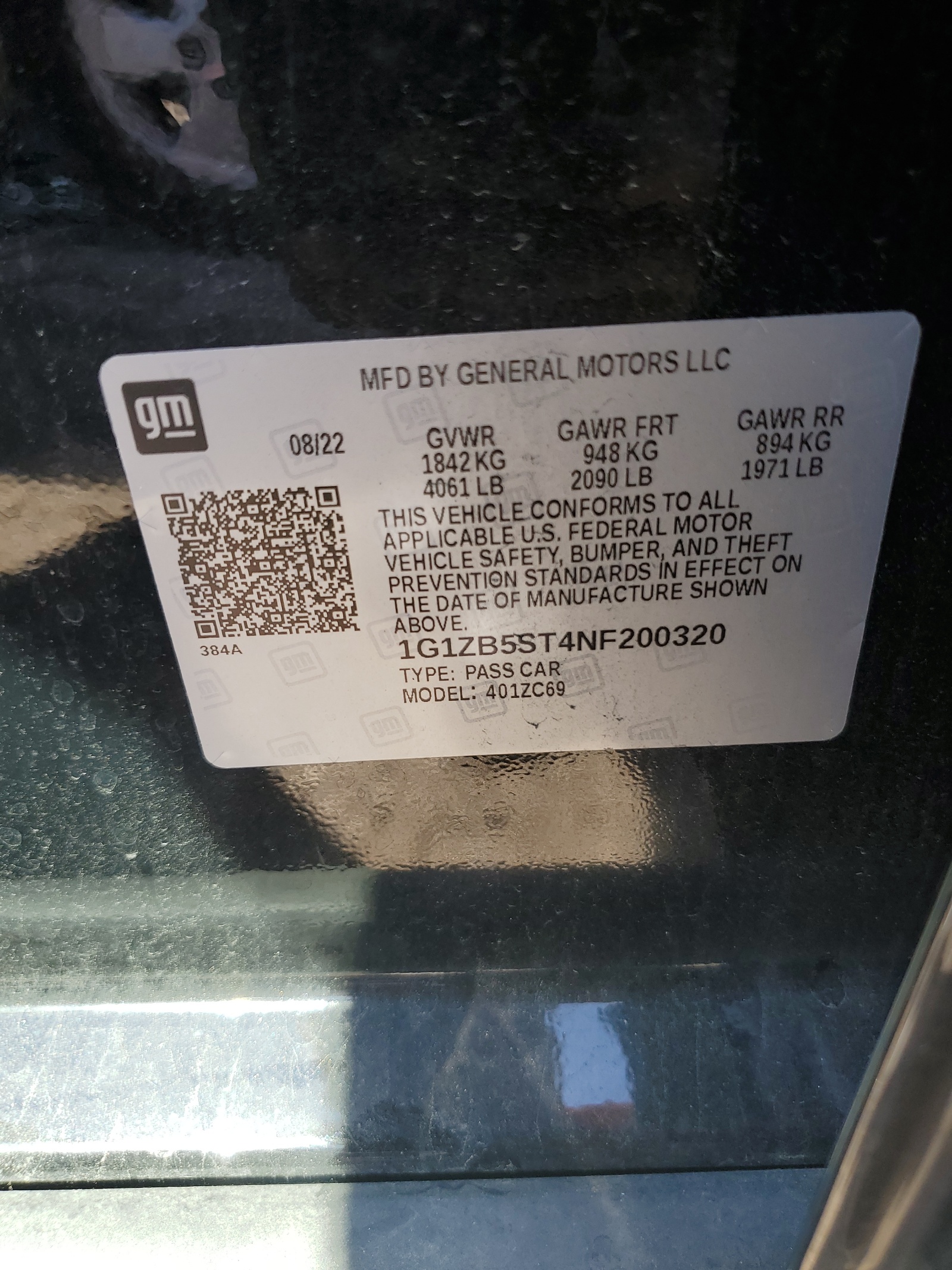 1G1ZB5ST4NF200320 2022 Chevrolet Malibu Ls