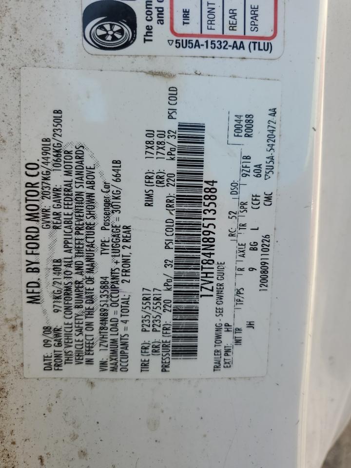 2009 Ford Mustang VIN: 1ZVHT84N895135884 Lot: 49641564