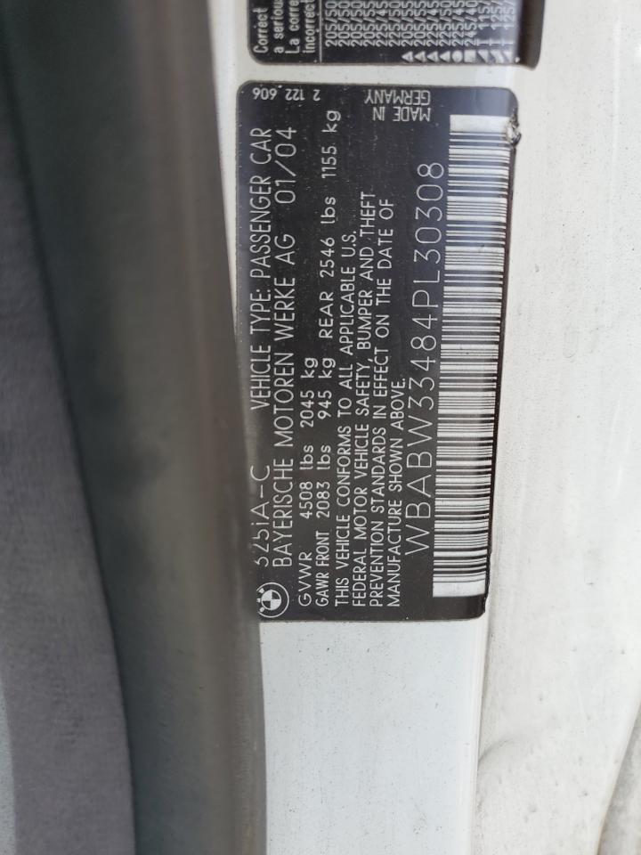 2004 BMW 325 Ci VIN: WBABW33484PL30308 Lot: 51943714