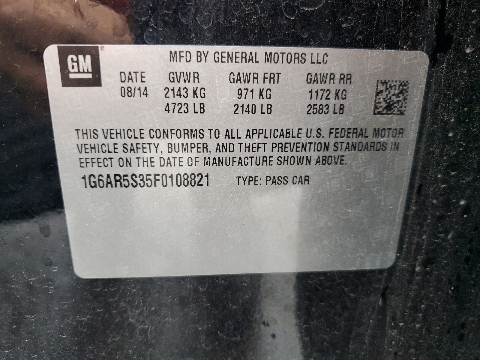 1G6AR5S35F0108821 2015 Cadillac Cts Luxury Collection