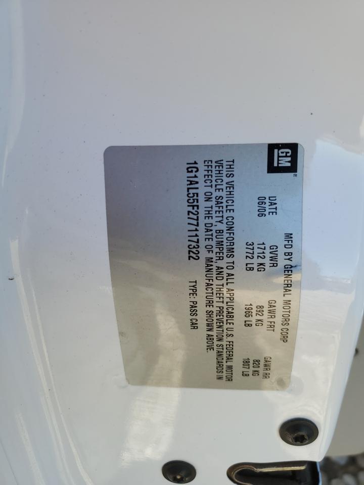 2007 Chevrolet Cobalt Lt VIN: 1G1AL55F277117322 Lot: 51303924