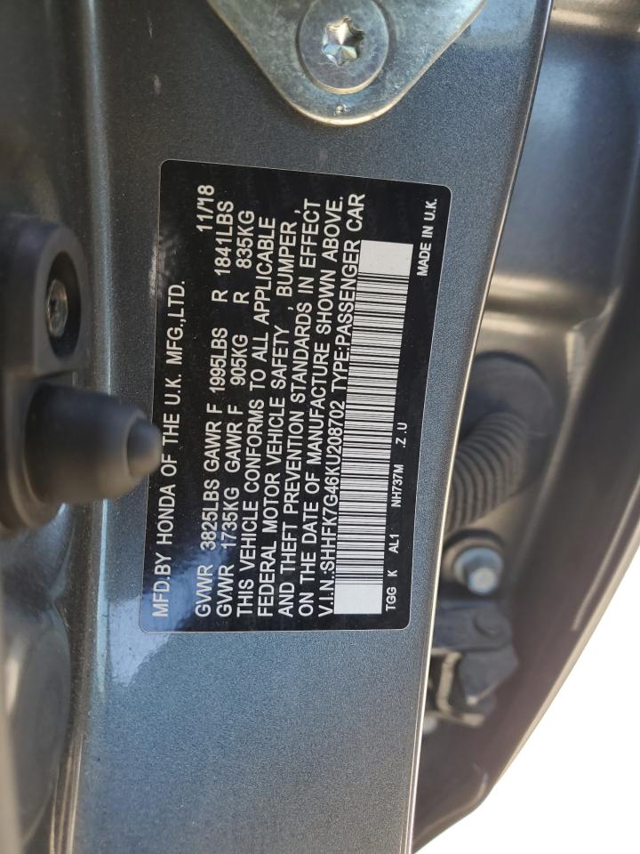 SHHFK7G46KU208702 2019 Honda Civic Sport