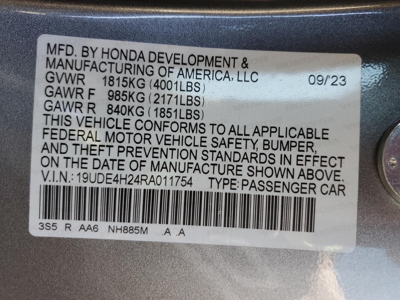 19UDE4H24RA011754 2024 Acura Integra