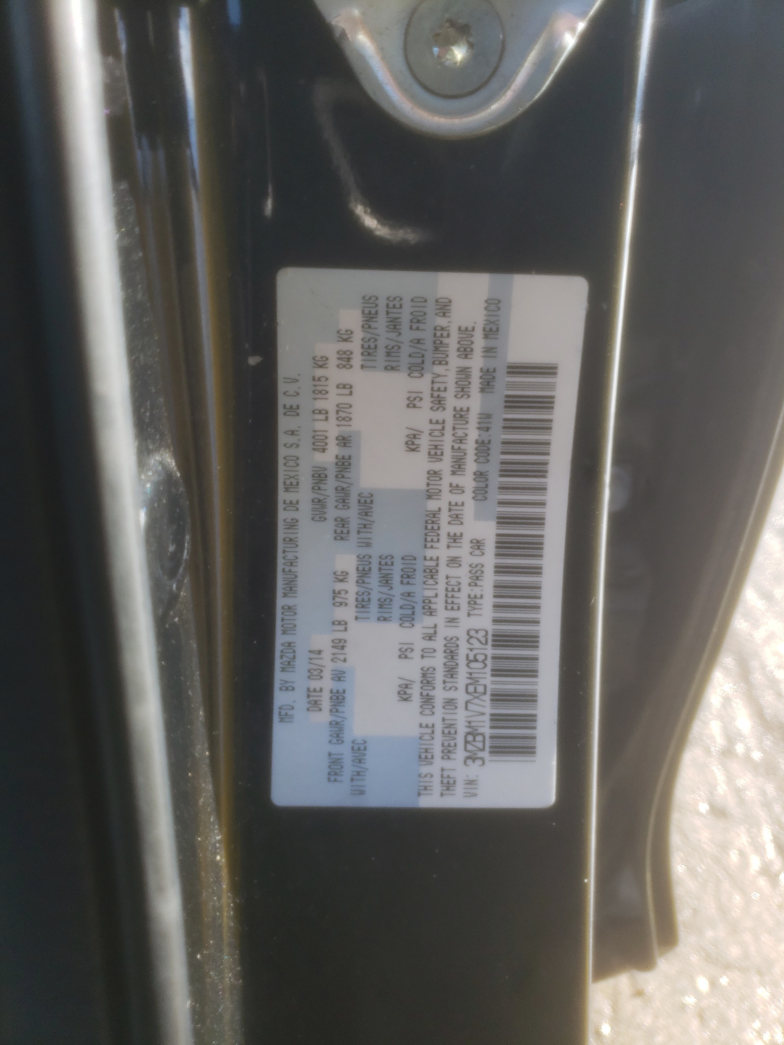 3MZBM1V7XEM105123 2014 Mazda 3 Touring