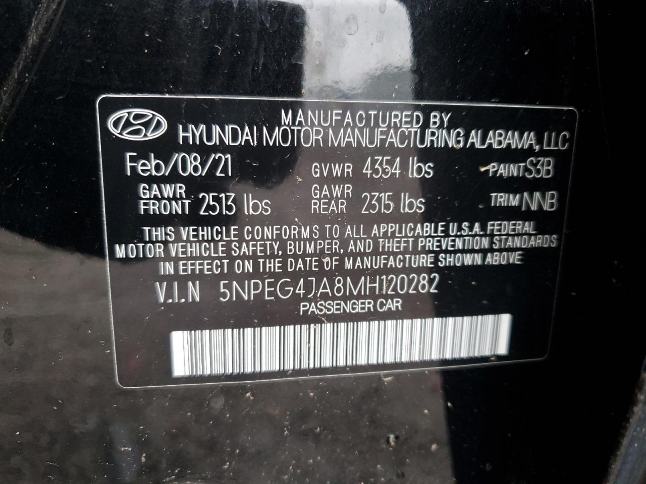 5NPEG4JA8MH120282 2021 Hyundai Sonata Se