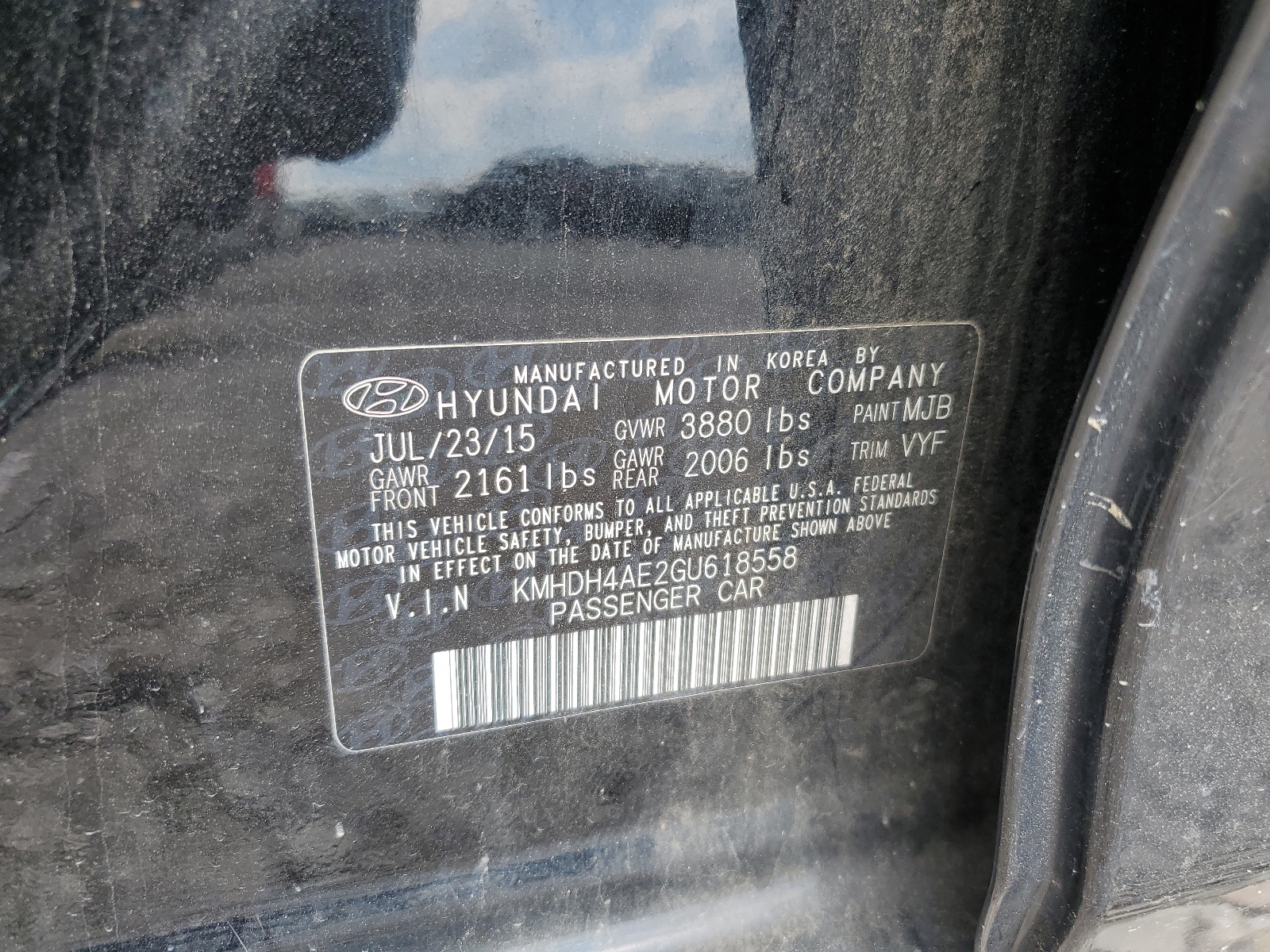 KMHDH4AE2GU618558 2016 Hyundai Elantra Se