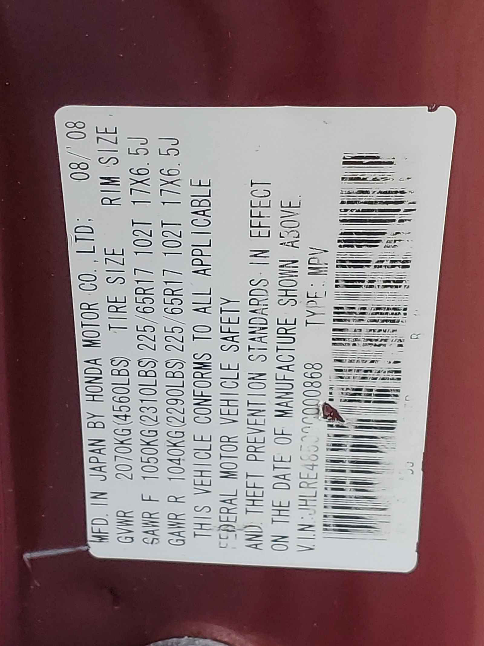 JHLRE48509C000868 2009 Honda Cr-V Ex