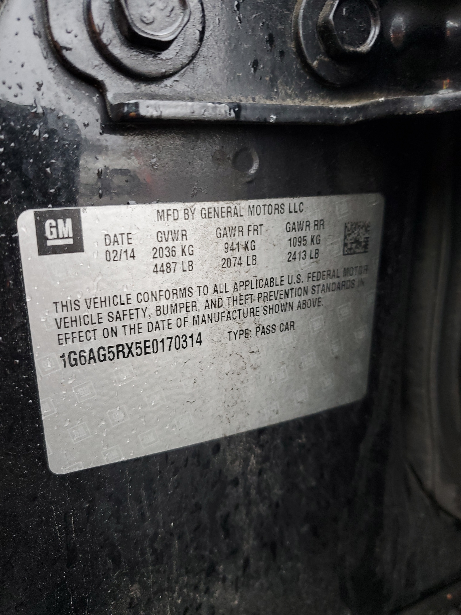 1G6AG5RX5E0170314 2014 Cadillac Ats