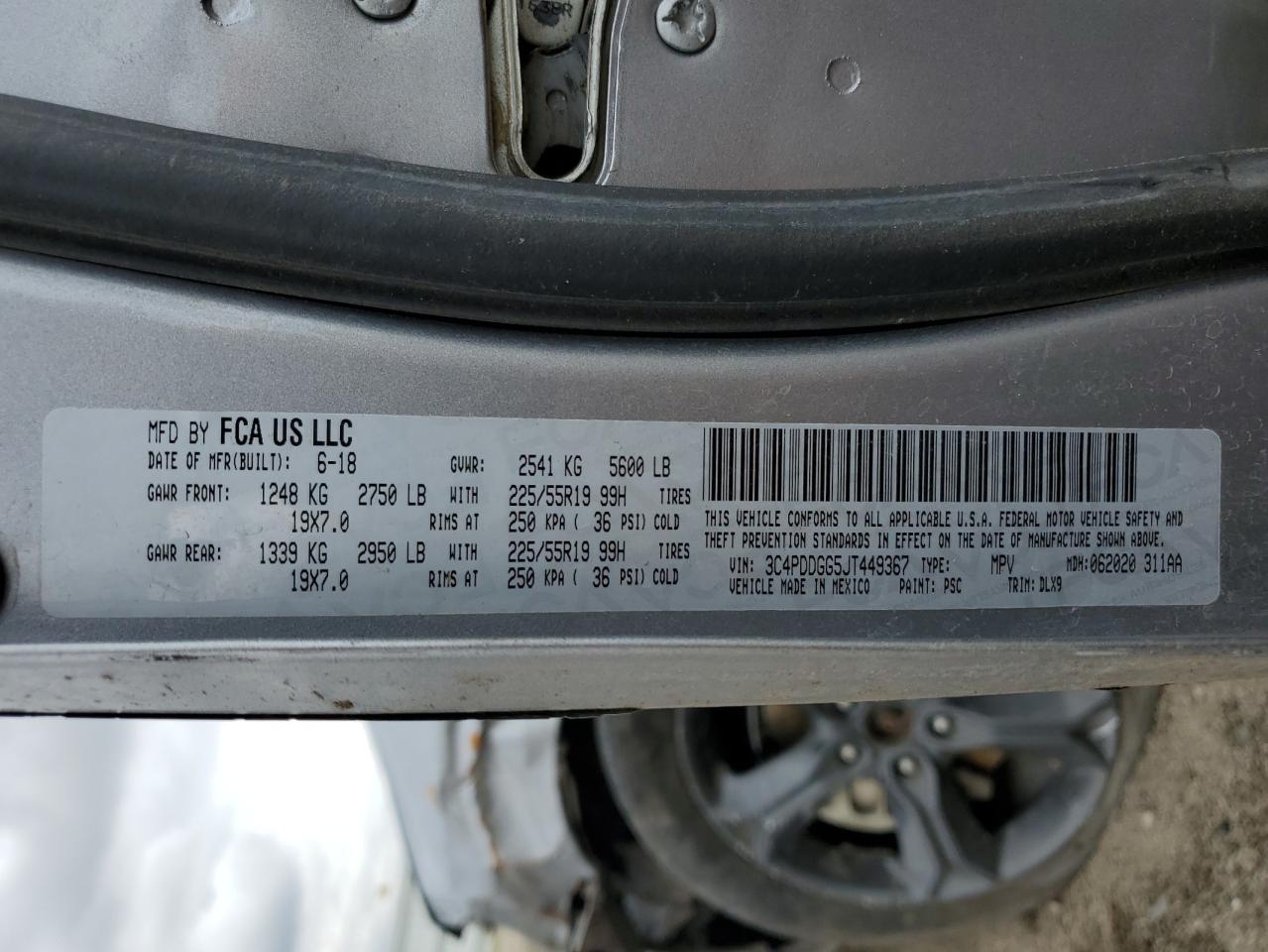 2018 Dodge Journey Crossroad VIN: 3C4PDDGG5JT449367 Lot: 64277024