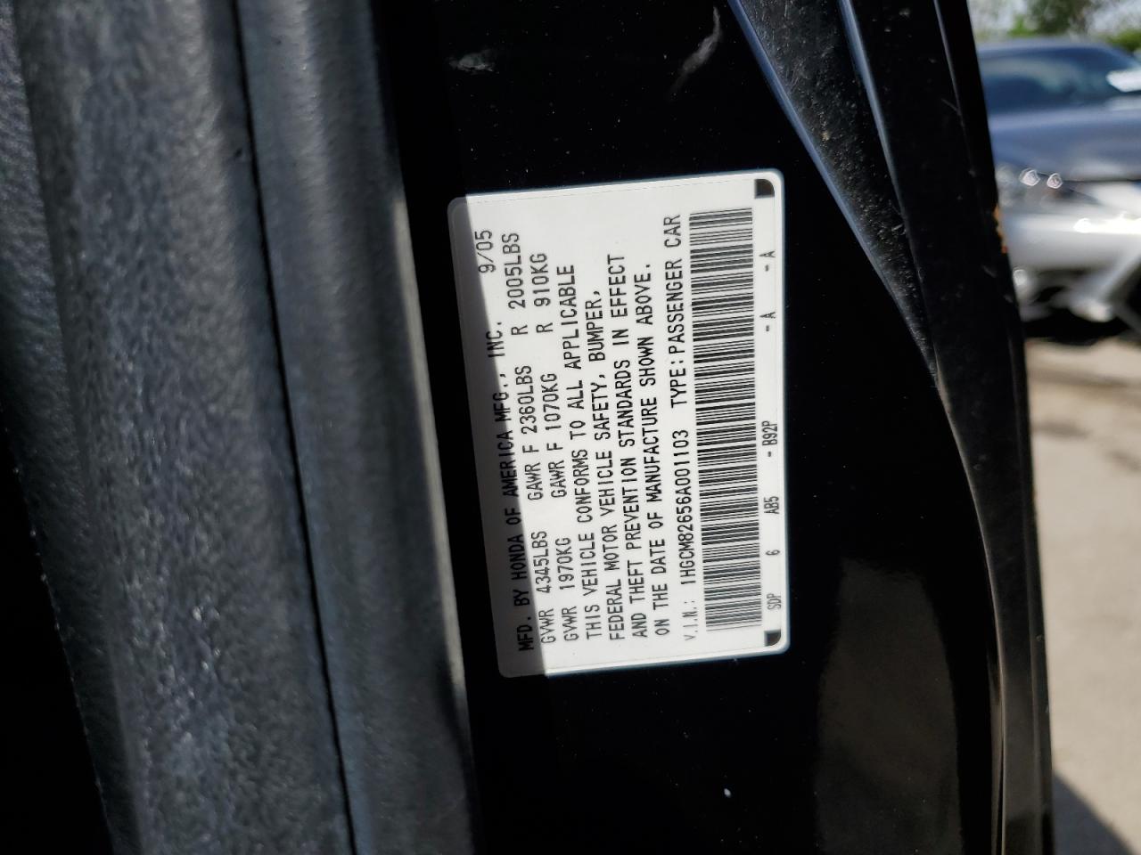 1HGCM82656A001103 2006 Honda Accord Ex