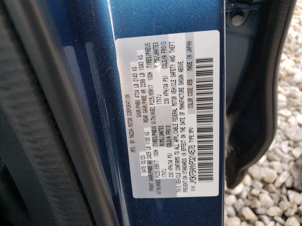 2023 Mazda Cx-5 VIN: JM3KFBAMXP0214578 Lot: 51343404