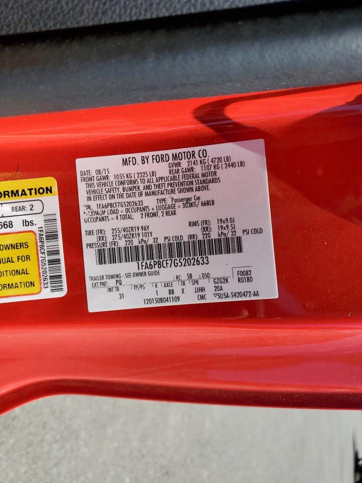 2016 Ford Mustang Gt VIN: 1FA6P8CF7G5202633 Lot: 51474634