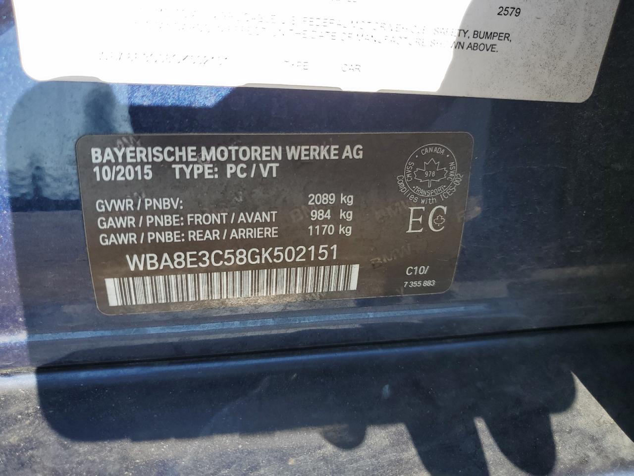 WBA8E3C58GK502151 2016 BMW 328 Xi Sulev