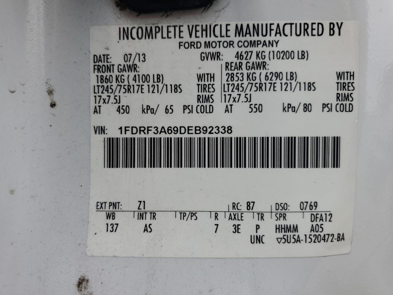 1FDRF3A69DEB92338 2013 Ford F350 Super Duty